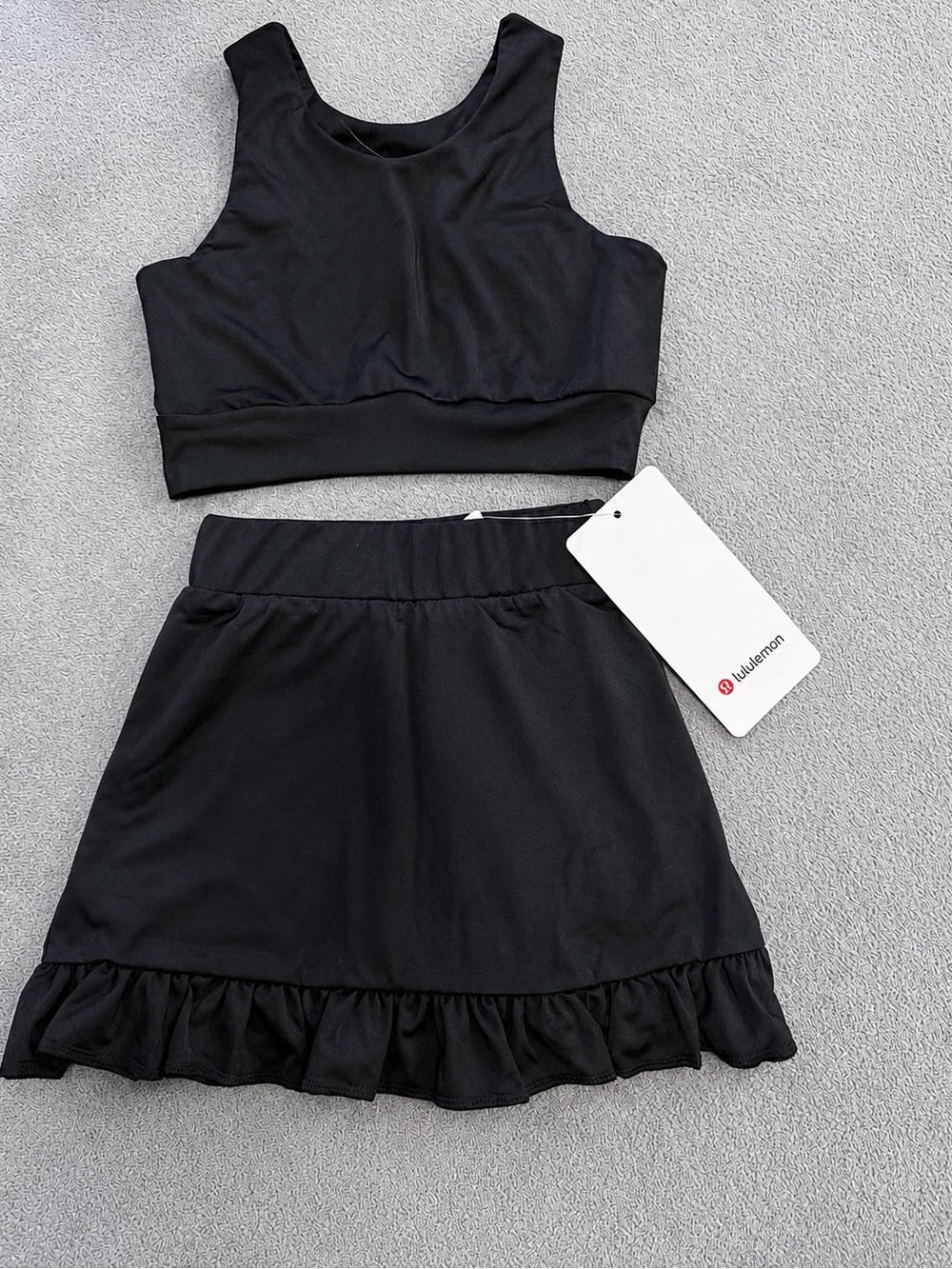 Lulul Black Athletic Girls TankTop & Ruffle Skirt Set